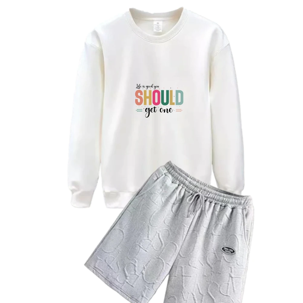 

2025: мужской повседневный повседневный комплект на весну и осень. Цветная печать костюмов с английскими буквами. Универсальный стильный дизайн. Идеально подходит для любого.