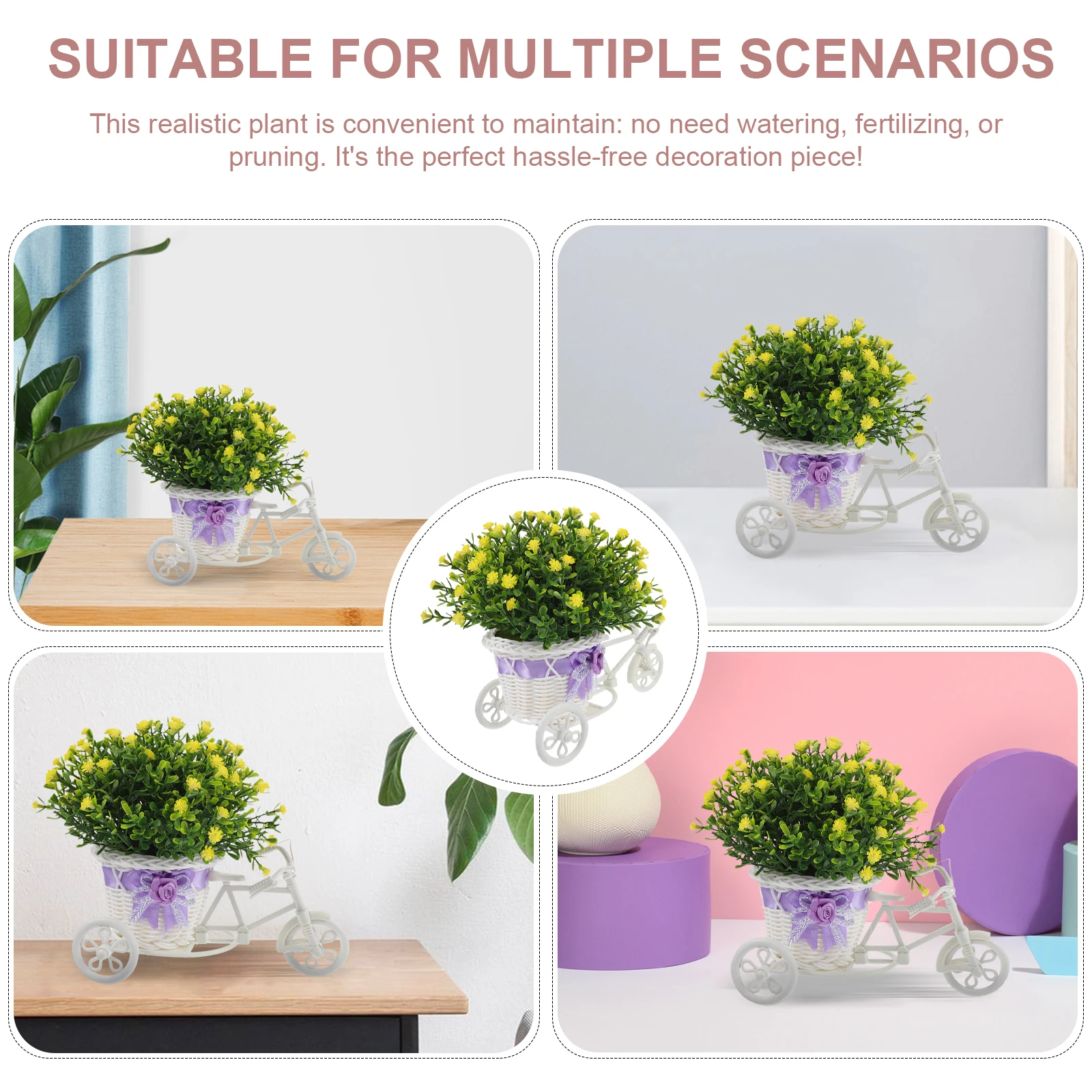 

Realistic Fake Potted Plant Artificial Bonsai Decor Indoor Desktop Ornament Mini Faux Small Plants For Office Home Cafe Party