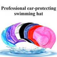 Swimming Cap for Men Women Silicone with Ear Protection Diving Bathing Hats Beach Pool Caps Swimming Accessories Water Games