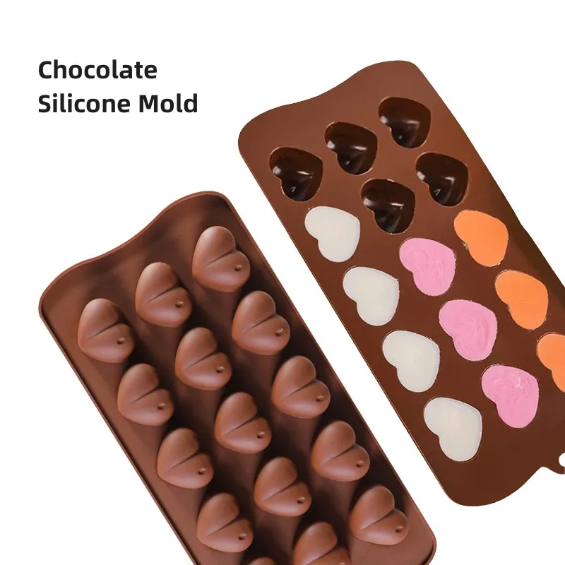 15in1 Love Chocolate Silicone Molds Handmade Chocolate Candy Jelly Ice Lattice Pudding Mould Food Grade Silicone Baking Tool