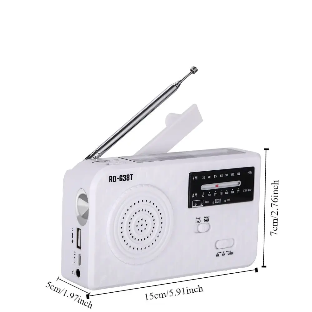 LED Solar Hand Crank Radio Solar Power SOS Alarm AM FM Radio 500mAh USB Charger Emergency Flash Light Disaster Prevention