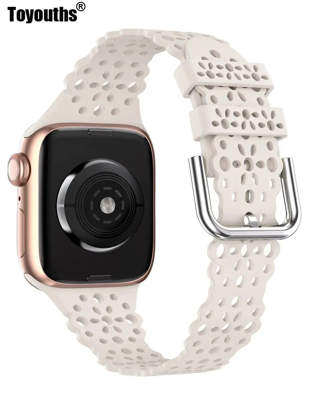 Toyouths Silicone Lace Band for Apple Watch 38/40/41mm Band Women Sport Solo Loop Strap for iWatch Series 8 7 SE 6 5 4 3 2 1