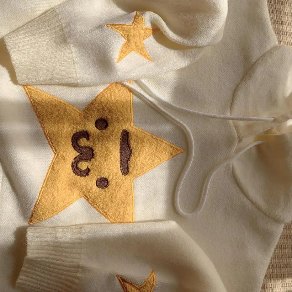 

Ultra-Thi Knitted Hoodie Sweatirt Star Pattern Basic Sle Long Sve round Ne Regular Length Autumn Faion Women's S...