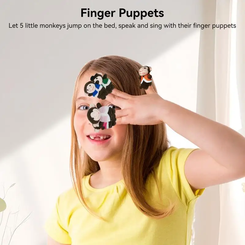 Monkey Finger Puppets 7Pcs Finger Plush Toys Funny Finger Puppet Set Story Time Learning Aid For School Role Playing Party