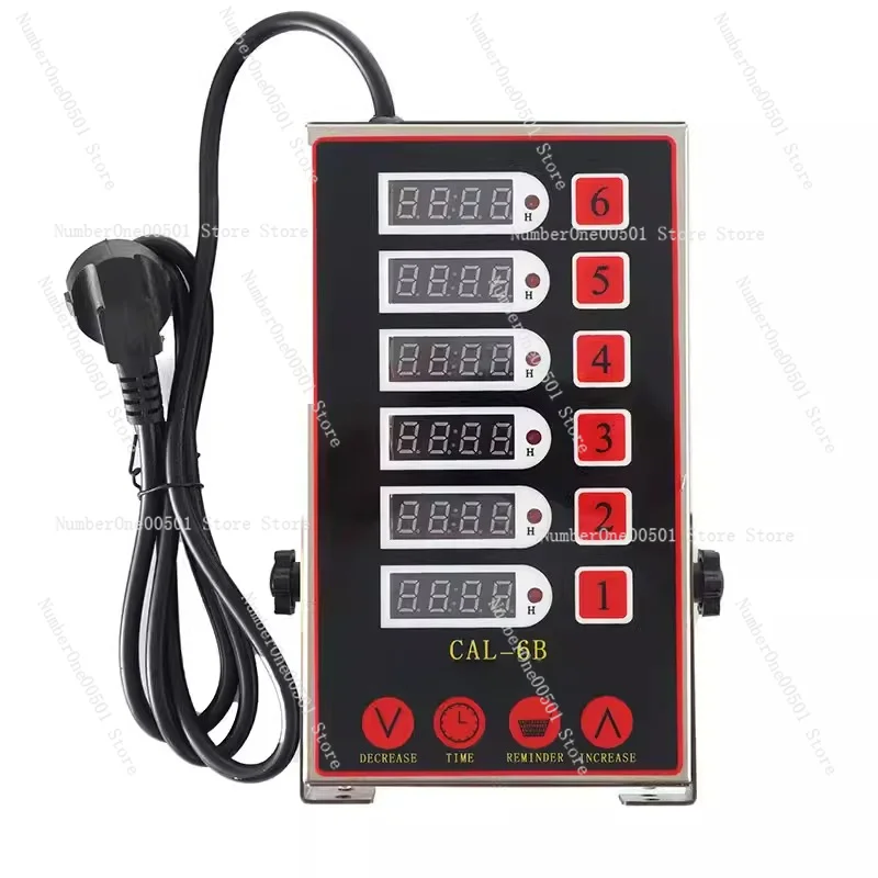 

Mechanical Timer for Burger Bakery and Restaurant, Loud Alarm, Commercial Cooking, Stainless Steel LED Display, 6 Channel Timer