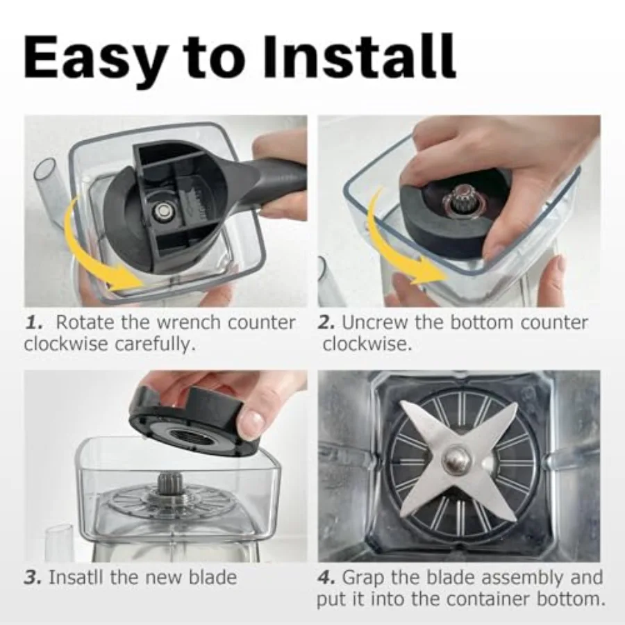 Blade Replacement Parts Blender Wet Blade Replacement Assembly with Wrench and Drive Socket Replacement Compatible With 64oz an