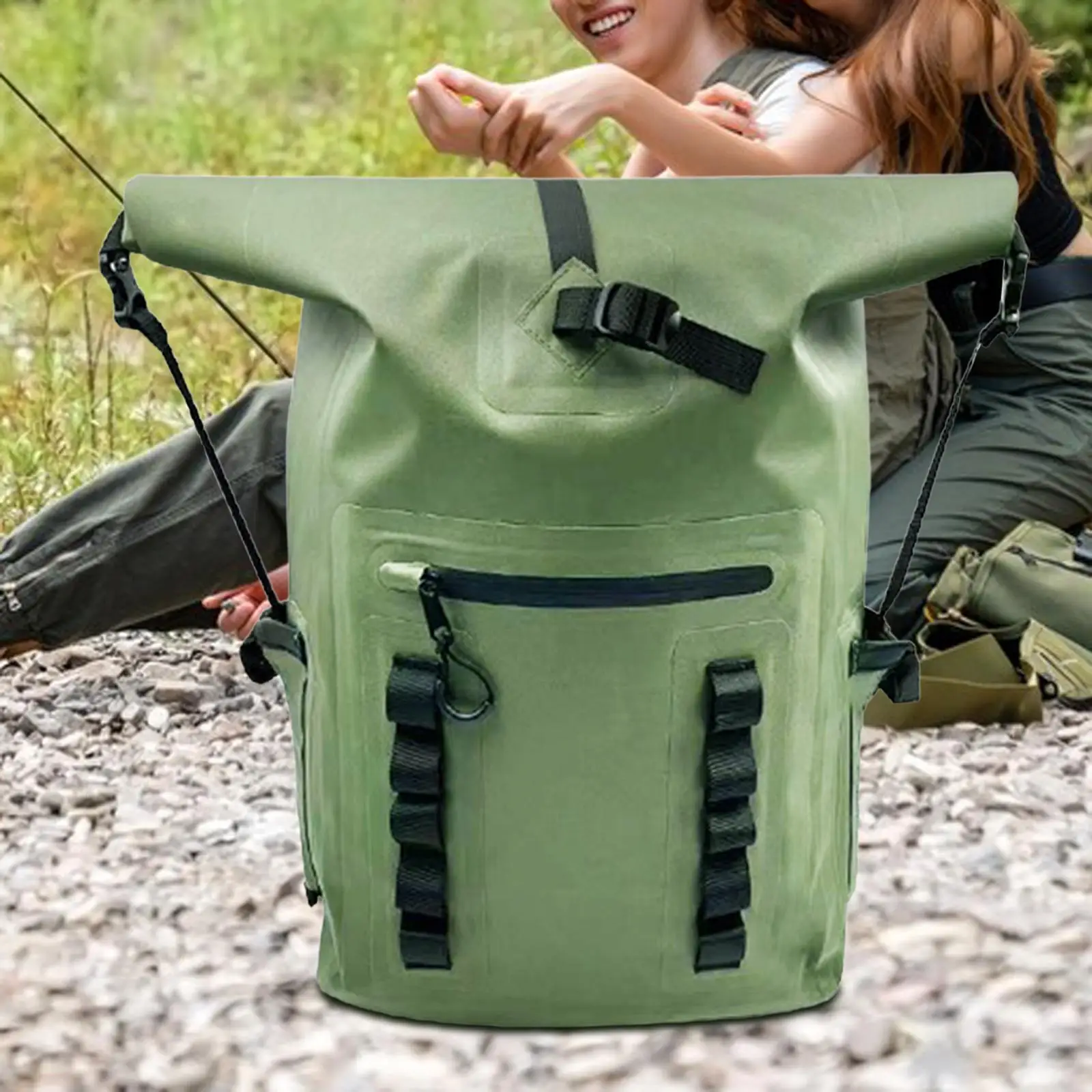 

Fishing Bag Packsack Handheld Solid Compartment Zipper Closure Storage Backpack