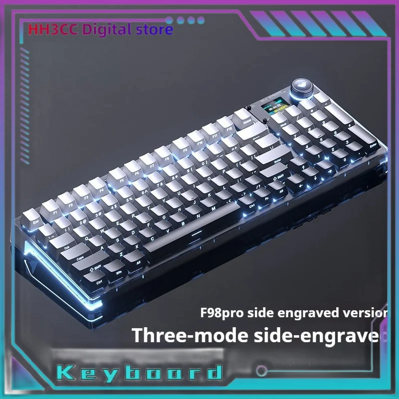 F98pro Side Carving Mechanical Keyboard Three Modes Connection Supports Hot Plug Rgb Light Effect Tablet Laptop Office Gaming