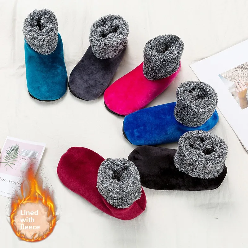 Winter Thickened Warm Floor Socks for Women Anti-Slip Sole Plush Lining Comfortable Indoor Slippers Home Use Cozy