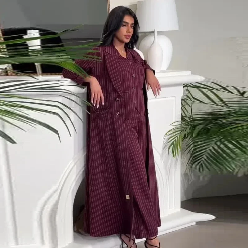 

Women's Loose Casual Trendy Striped 2 Pieces Sets Long Sleeve Shirts Wide Leg Trousers Pants 2025 Autumn New Fashion American