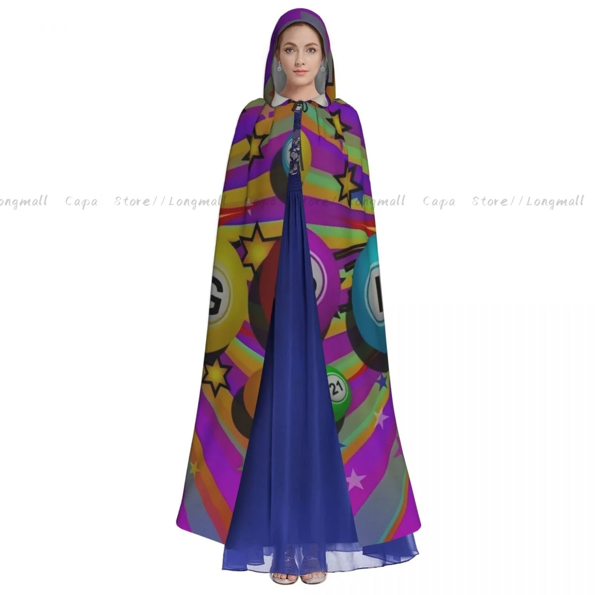 الساحرة عباءة البنغو الملونة طباعة زي الهالوين التأثيري للجنسين الكبار عباءة الرجعية العصور الرأس #2