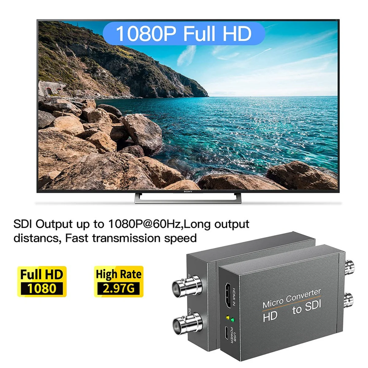 Konwerter HDMI na SDI HD na 3G-SDI/HD-SDI Audio Embedder 2-drożny konwerter SDI do kamery kino domowe