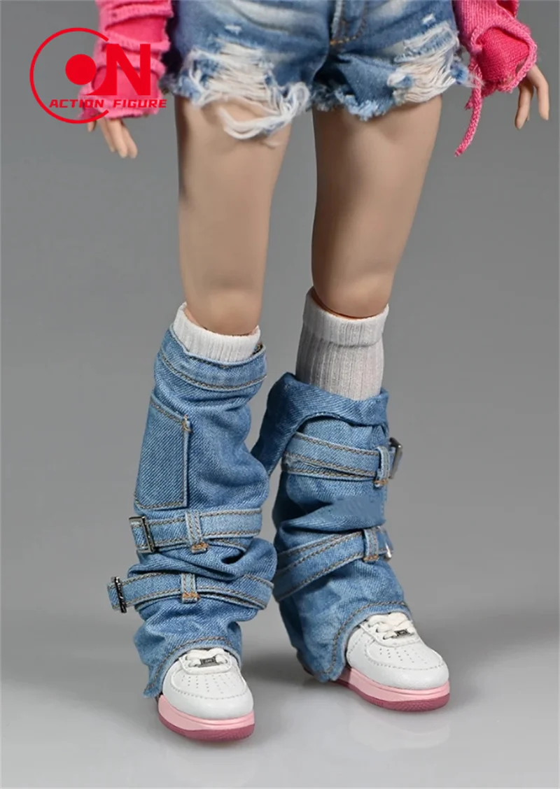 1/6 Bilancia Femminile Lavato Denim Maglia Copertura Della Gamba Pantaloncini Ripple Hole T-shirt Vestiti Modello Misura 12 ''Soldato Action Figure Corpo Bambole