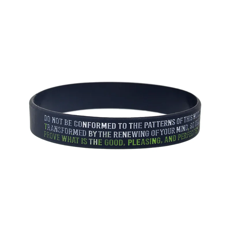 50 Stück Silikon-Armband Jesus Gummi-Armreif mit den Bibelstellen Jesaja 40:31, Josua 1:9, Johannes 3:16, Römer 12:2 – Detail 7