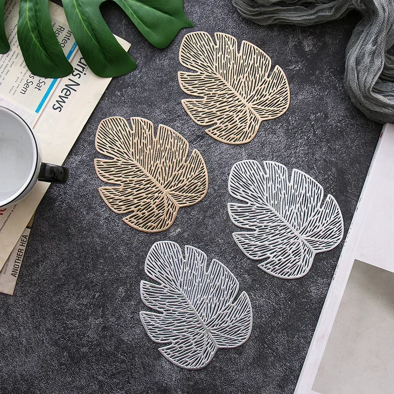 1pc Table Mat Set Non-Slip Bowl Pad Leaf Shape PVC Coaster Set Dining Table Placemats Modern Home Decoration Accessories