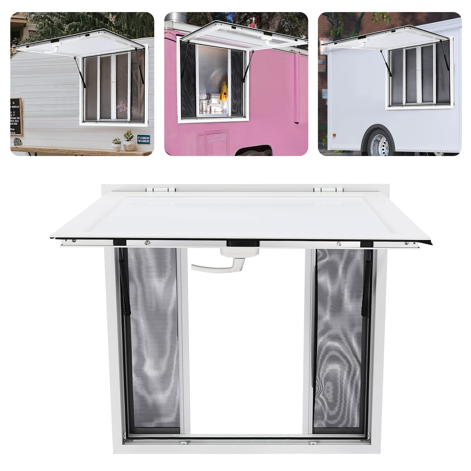 36×36 Inch Concession Window for Food Trucks with 4 Screens Food Truck Service Window Anti-mosquito Food Truck Window