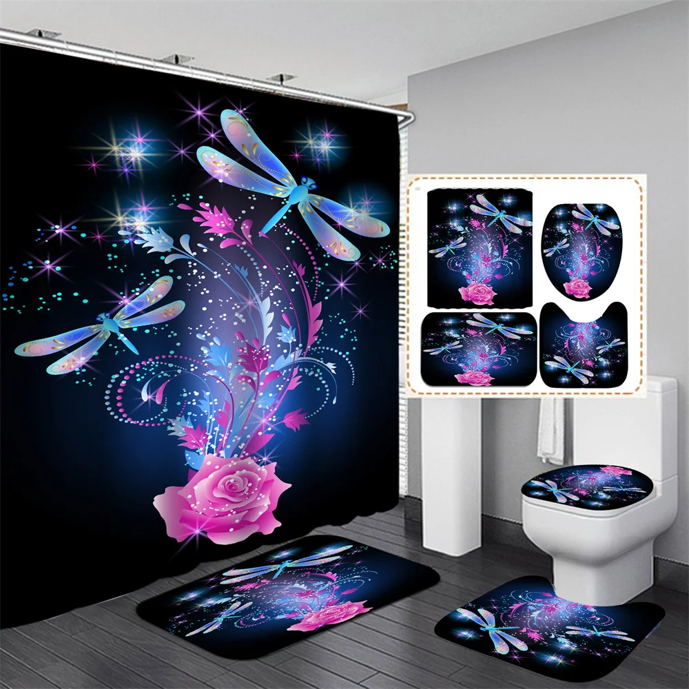 

Bath Shower Curtain set Bath Non-slip Carpet mat Toilet Seat mat Shower Curtain Bathroom Home Decor