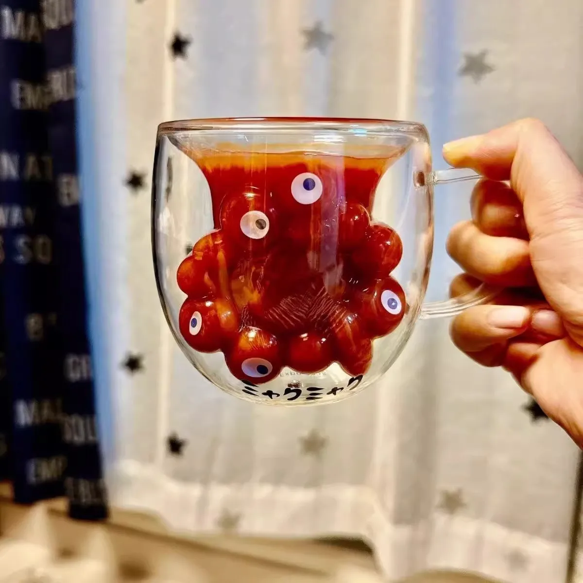Doppelschichtige hitzebeständige Glastasse zum Valentinstag, Pulsbecher, Nische, transparent, isoliert, Kaffeetasse, Geburtstagsgeschenk