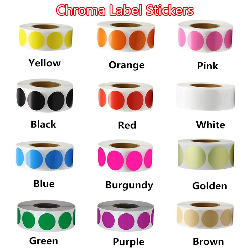 500Pcs/Roll Chroma Label Color Code Dot Labels Stickers Can Writing 1 Inch Teacher Office Supplies Stationery Sticker 12 Colors