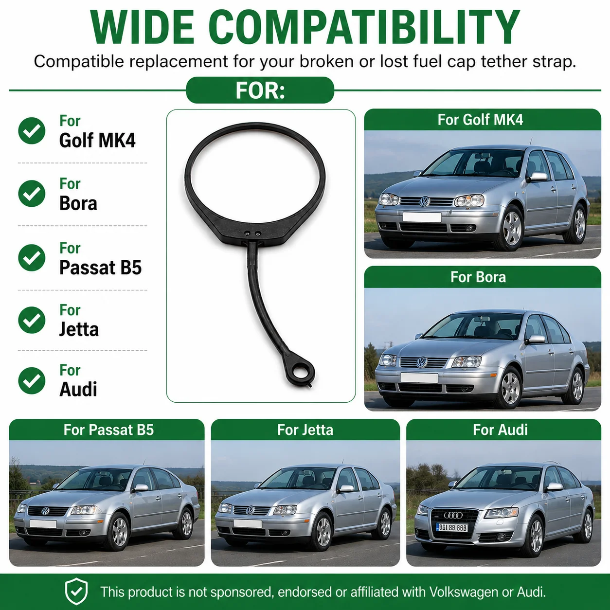 For VW Golf MK4 Bora Passat B5 Fuel Cap Tether Strap Gas Tank Cap Holder Retainer Replacement