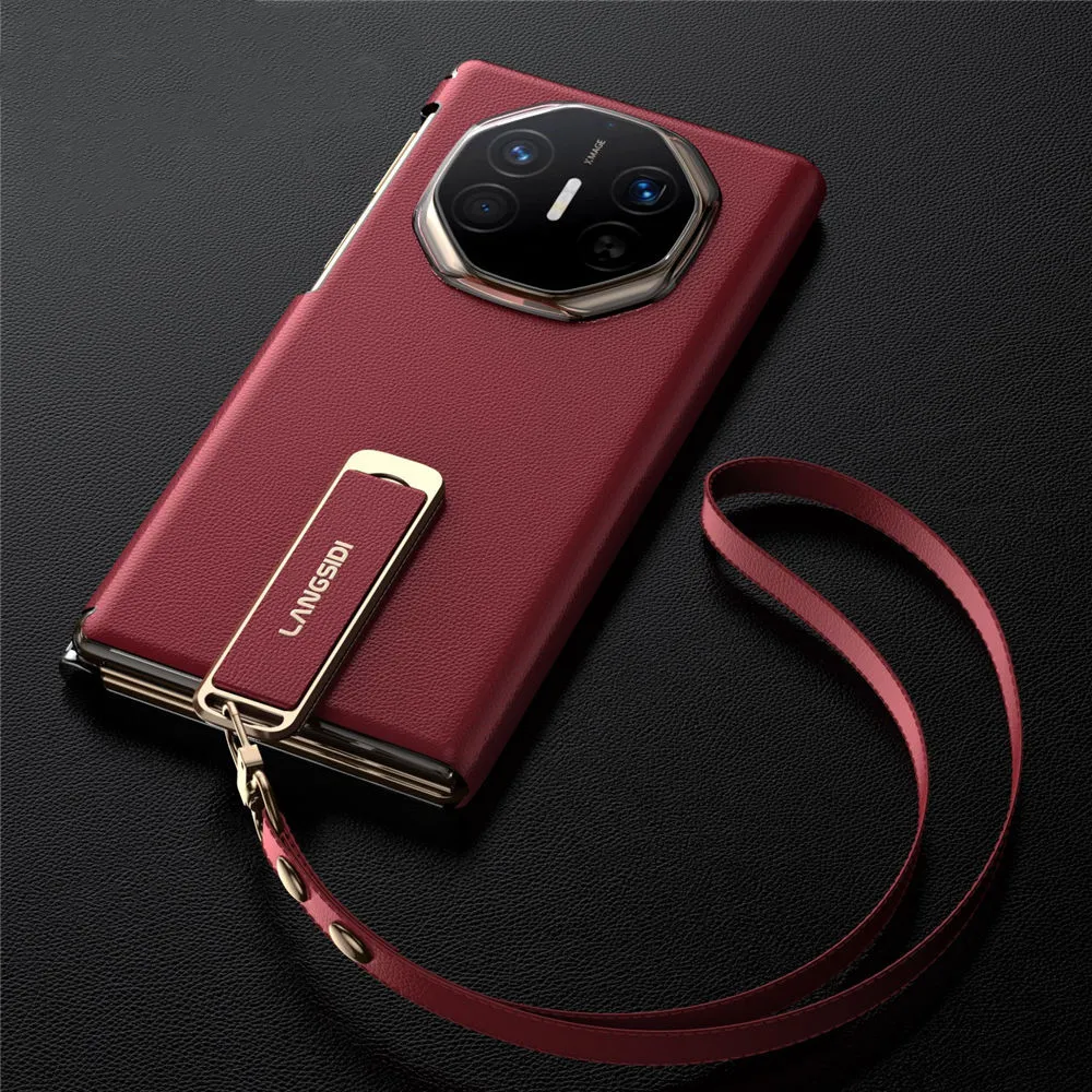 Genuine Nappa Leather Magnetic Case For Huawei Mate XT XTs Window View Strap Cover