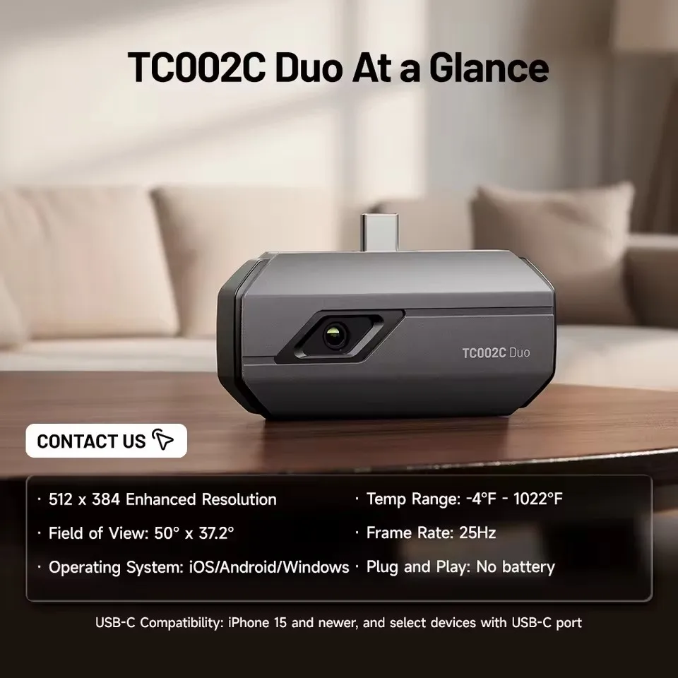 TOPDON NEW TC002C DUO iOS & Android & Windows Thermography Measurement Smartphone Car Infrared Thermal Imager Imaging Cam