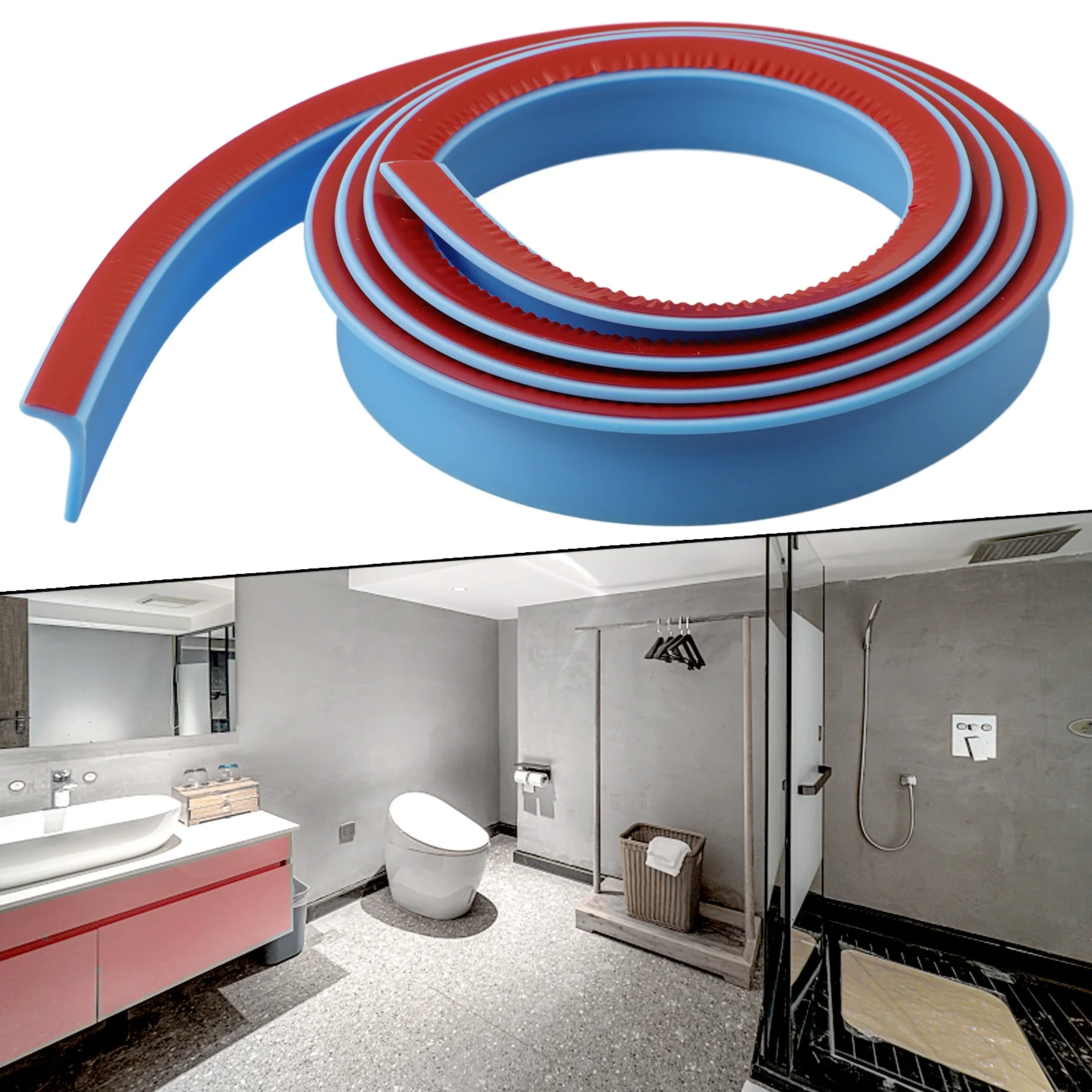 Multi-colors Silicone Bathroom Water Retaining Strip Blocker Washing Machine Basin Stove Dry & Wet Separation Shower Dam Barrier