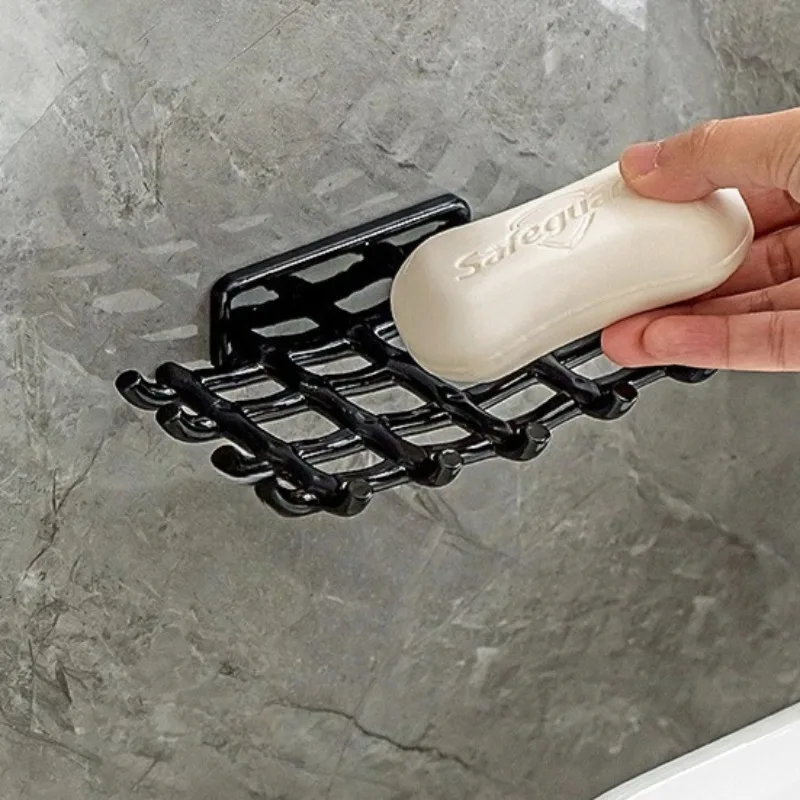 Non Perforated Wall Mounted Drip Water Soap Holder, Imitation Rattan Plastic Soap Box, Bathroom and Toilet, Nail Free Adhesive Soap Storage Rack - Detail 1