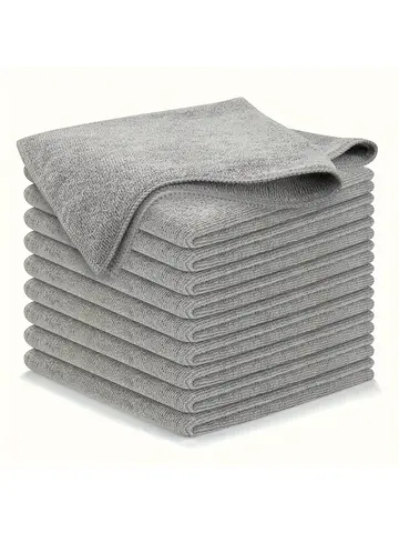 5/10/20pcs Kitchen Towel, Ultra-fine Fiber Light Gray Cleaning Cloth Set, Absorbent, Soft And Stain-removing Cloth