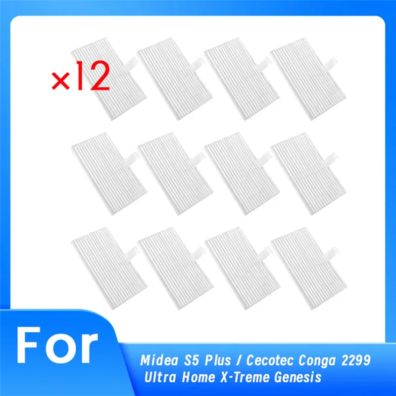 

ABBY-12 PCS Filter For Midea S5 Plus / Cecotec Conga 2299 Ultra Home X-Treme Genesis Vacuum Cleaner Accessories Replacement