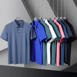 Yaz buz ipek Polo GÖMLEK High-End T-Shirt düz renk yeni yarım kollu olmayan işaretleme rahat ceketinizin iş ince erkek giyim