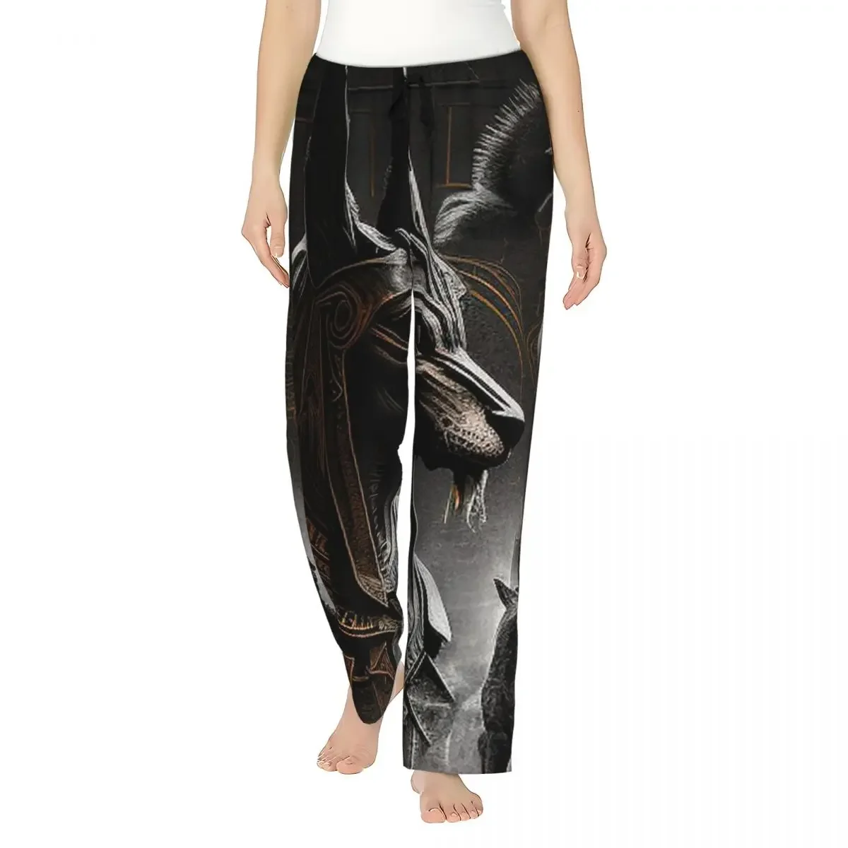 Custom Ancient Egypt God Anubis Egyptian Pharaoh (4) Women Pajama Pants Lounge Sleep Sleepwear Bottoms with Pockets