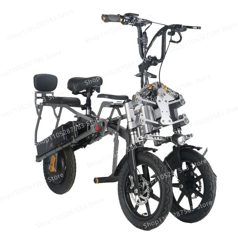Inverted three-wheeled scooter folding tumbler electric bicycle in one second