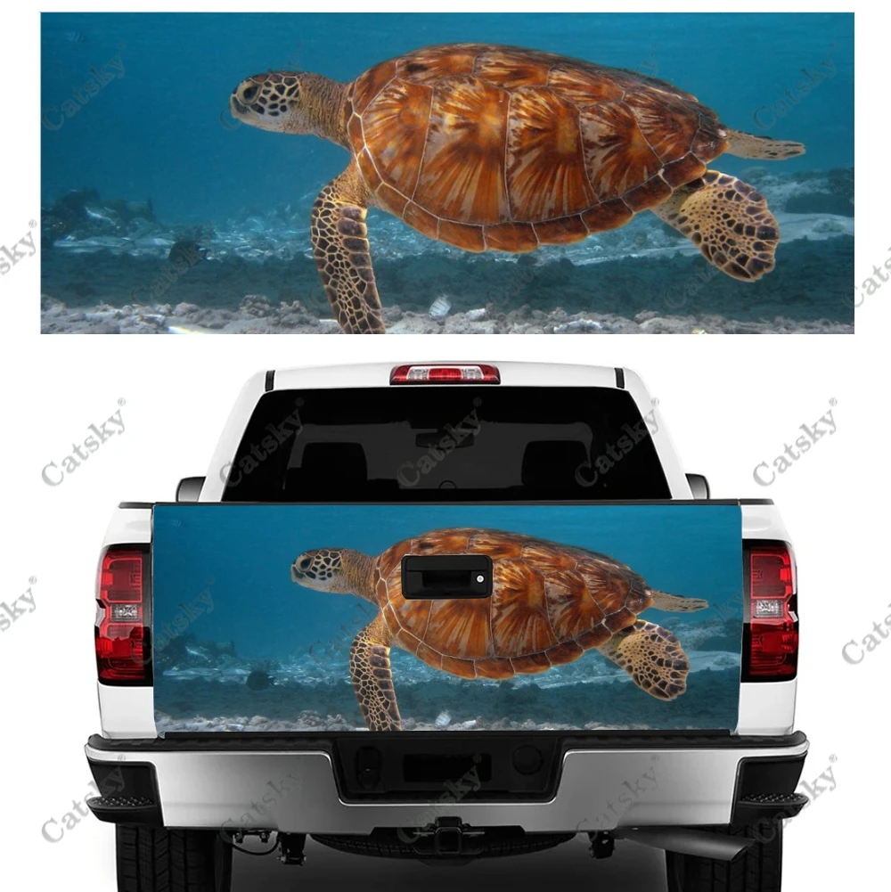 Free Swimming Sea Turtles Car Accessories Tail Trunk Protect Vinly Wrap Sticker Hood Decor Engine Cover for SUV Off-road Pickup