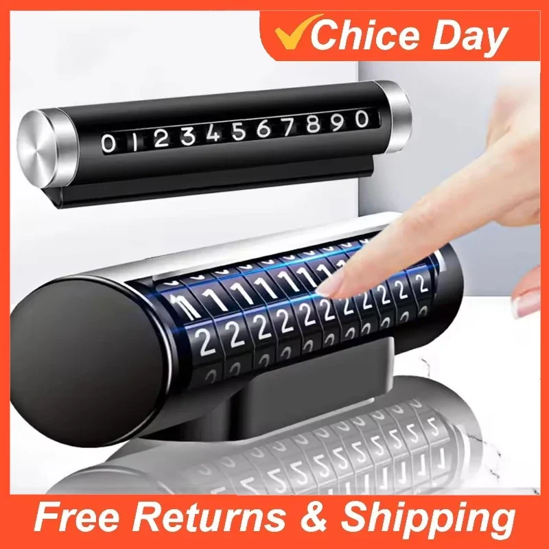High Quality Universal Phone Number Plate Metal Roller Adjustment Car Temporary Parking Card Aluminum Auto Accessories Amagi