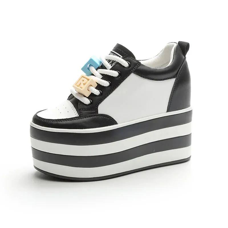 

Женские осенне-весенние новые модные женские кроссовки на скрытом каблуке из натуральной кожи 12 см, цветные кроссовки на танкетке, обувь на толстой подошве