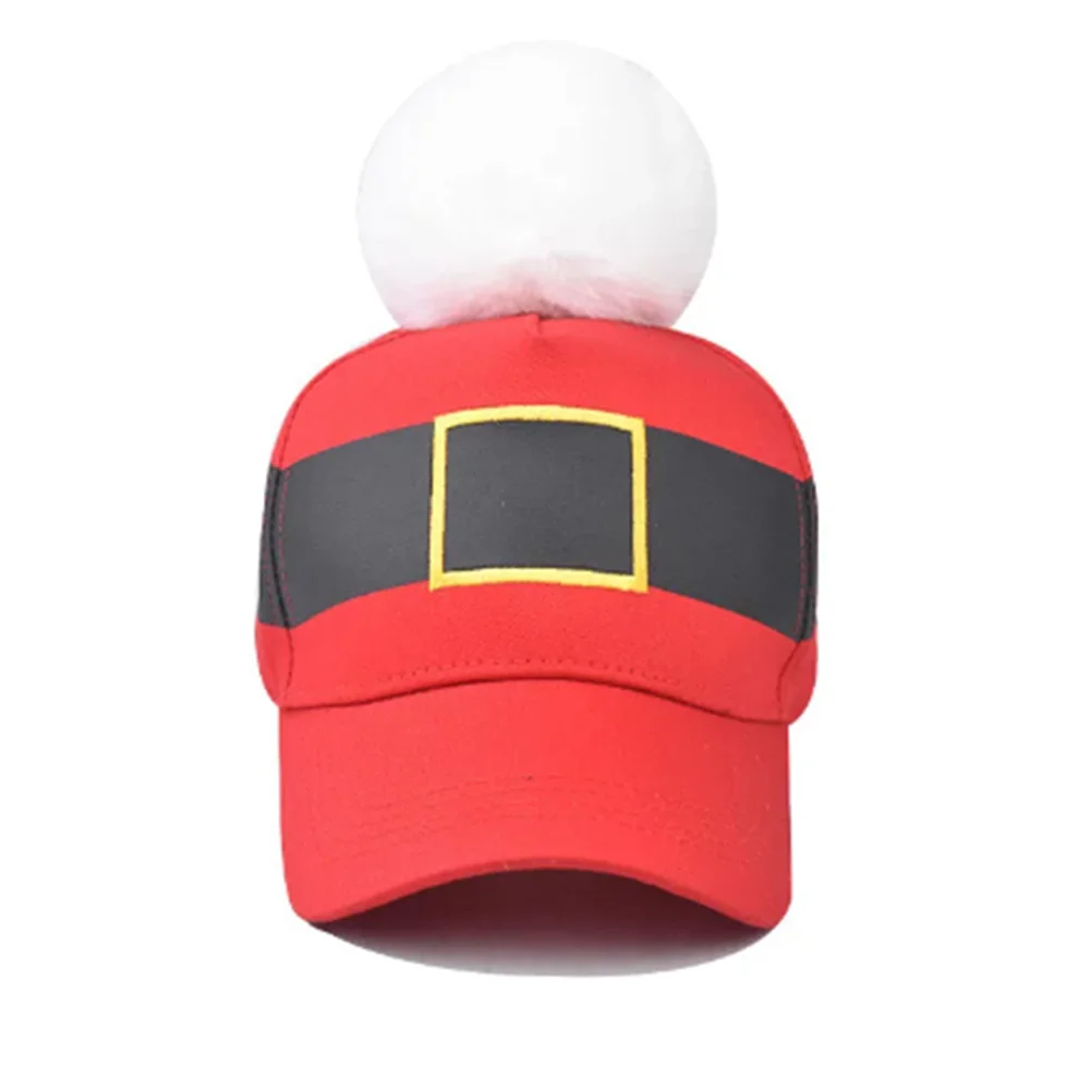 Topi Natal topi bisbol dengan bola rambut topi Pom Pom olahraga luar ruangan Snapback topi dapat disesuaikan untuk pria wanita Gorras
