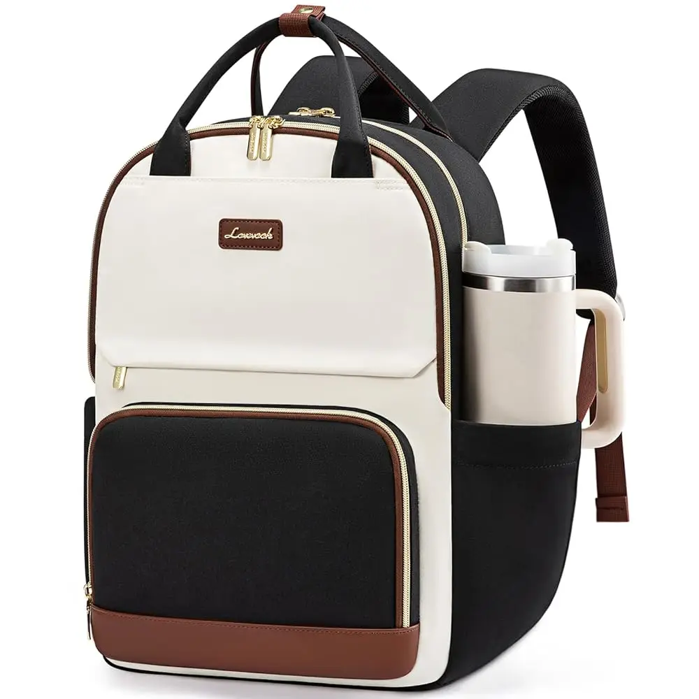 

Laptop Backpack for Women with Giant Tumbler Holder Pocket, 18 inch Large Travel Work Backpack Purse for Teacher Nurse, Wate