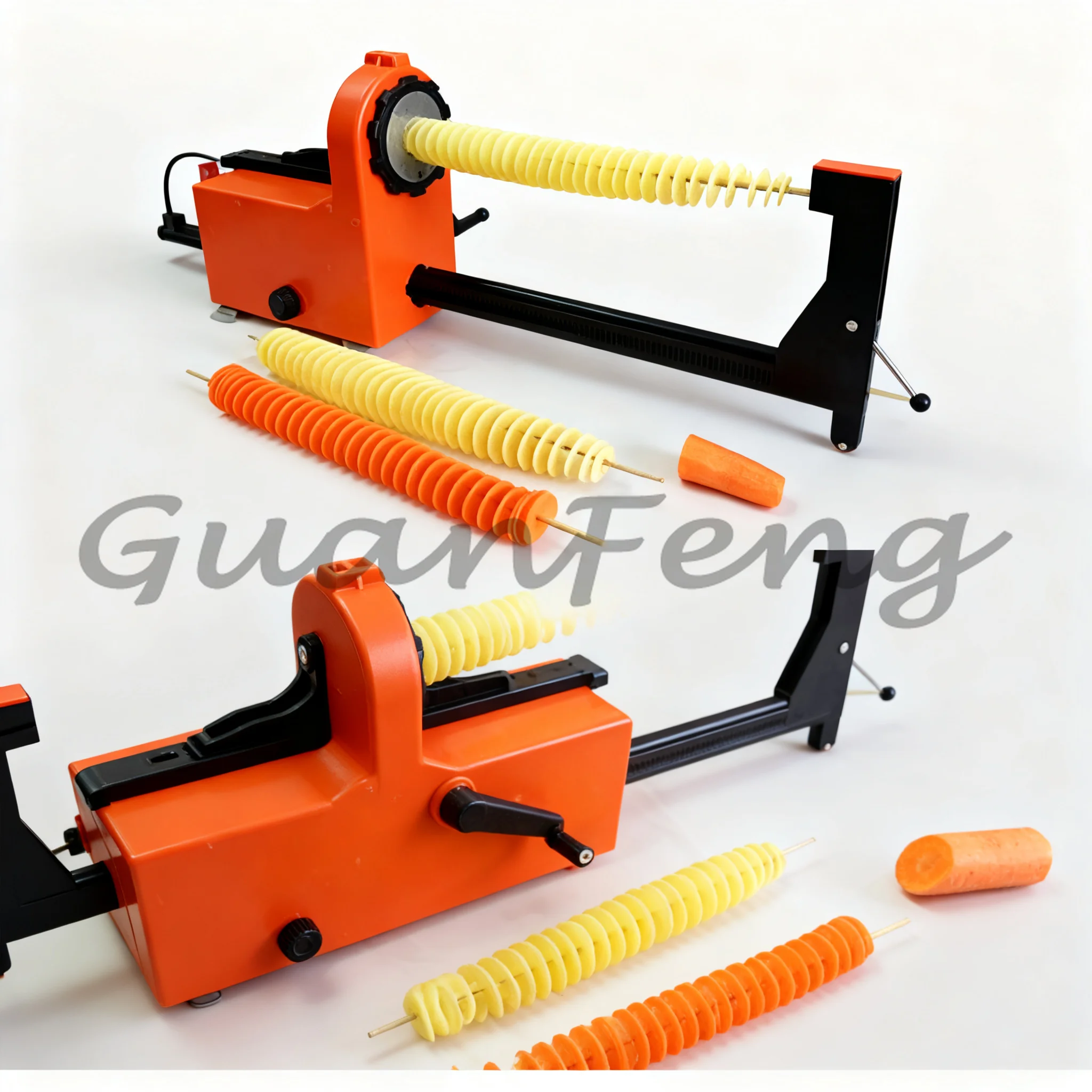 220V Electric Spiral Potato Tower Machine, Multifunctional Automatic Stretch Rotary Tornado Potato Cutter for Snack Stall