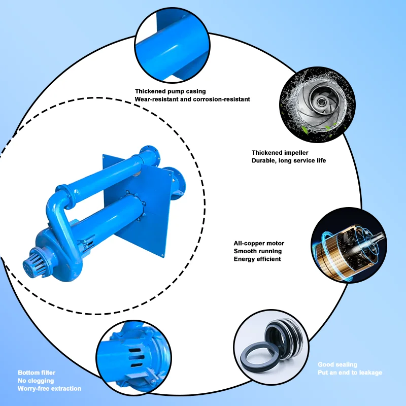 Vertical Underwater Slurry Pump, Sand Sludge Suction Mud Pump for Pond Dredging Manure Sewage Treatment