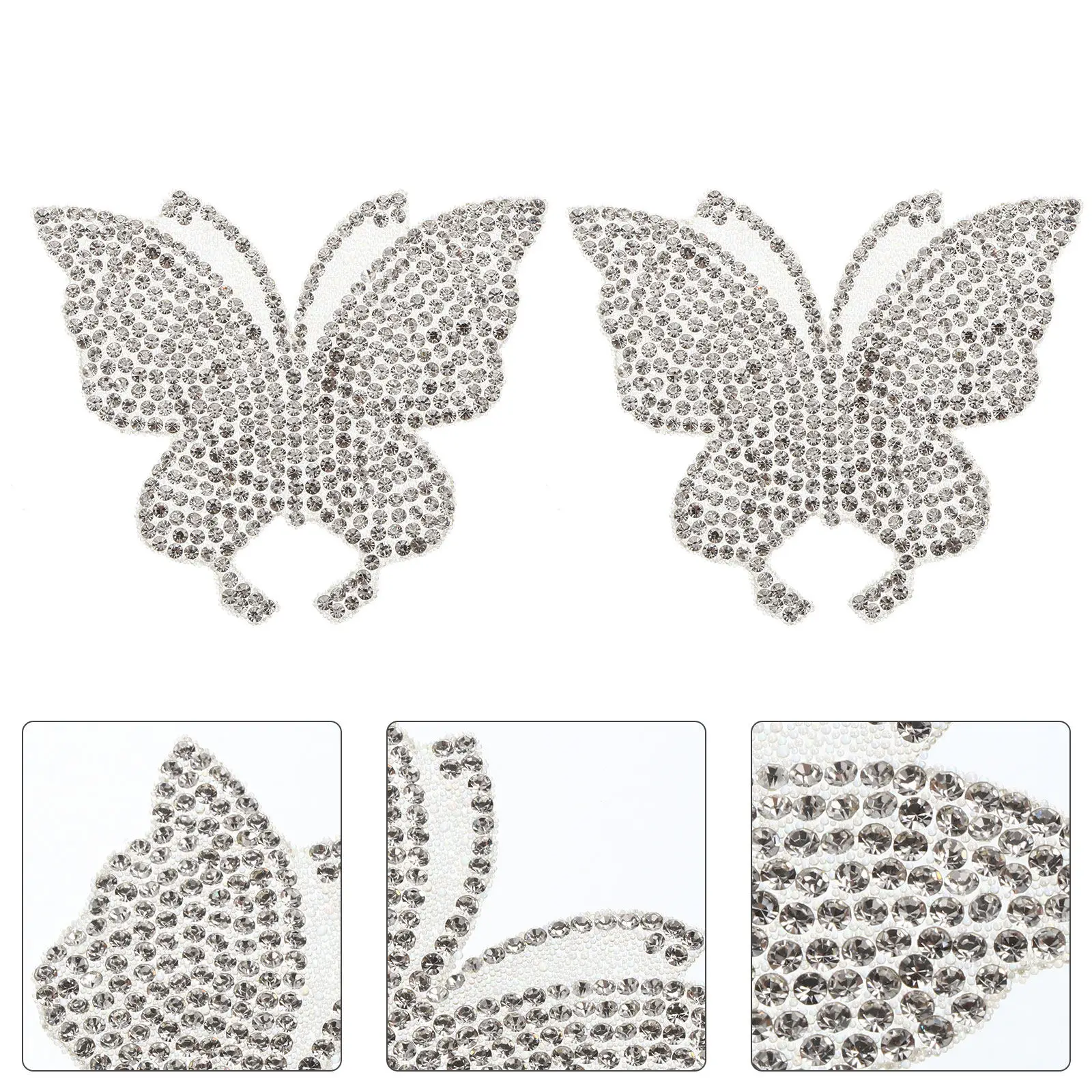 

2pcs Rhinestone Car Sticker 3D Butterflies Design Waterproof Decorative Auto Decal For Scratch Cover Vehicle Exterior Protection