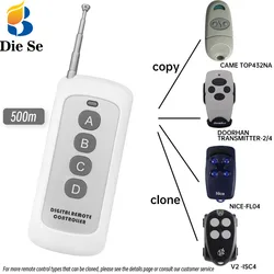 Diese 433MHz RF Clone Cópia de Controle Remoto Transmissor Clonagem Aprendizagem Duplicador de Código Fixo para Porta de Garagem CAME NICE Doorhan