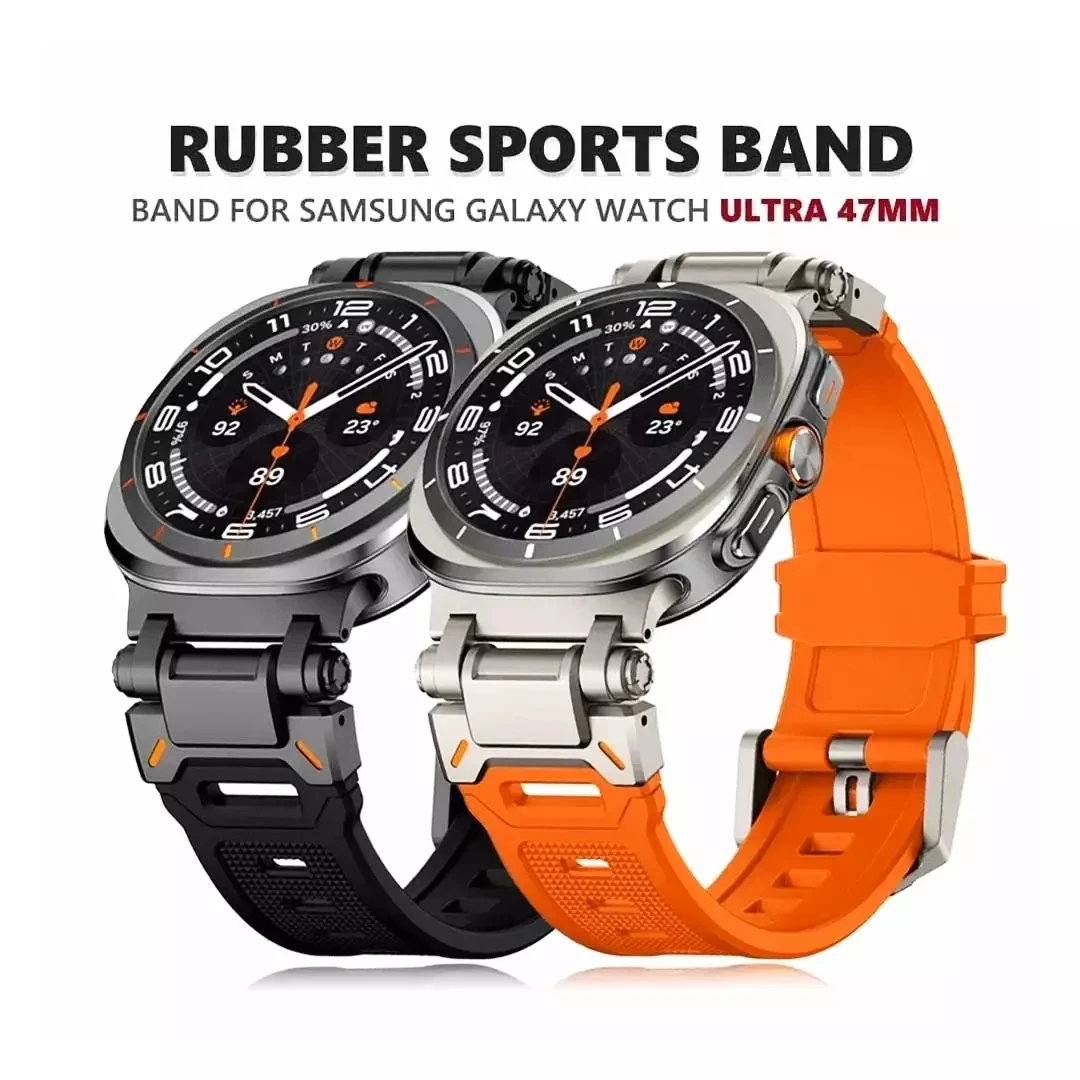 Correa deportiva de goma TPU Ultra 47mm para Samsung Galaxy Watch 7 Ultra 47mm sin huecos reemplazo de pulsera de reloj