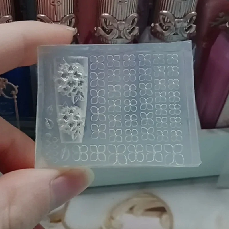 New Hydrangea 3D High Transparency Nail Carving Mold DIY Design Silicone Petal Soft Stamping Plates Mani Art Mold Decor Tools