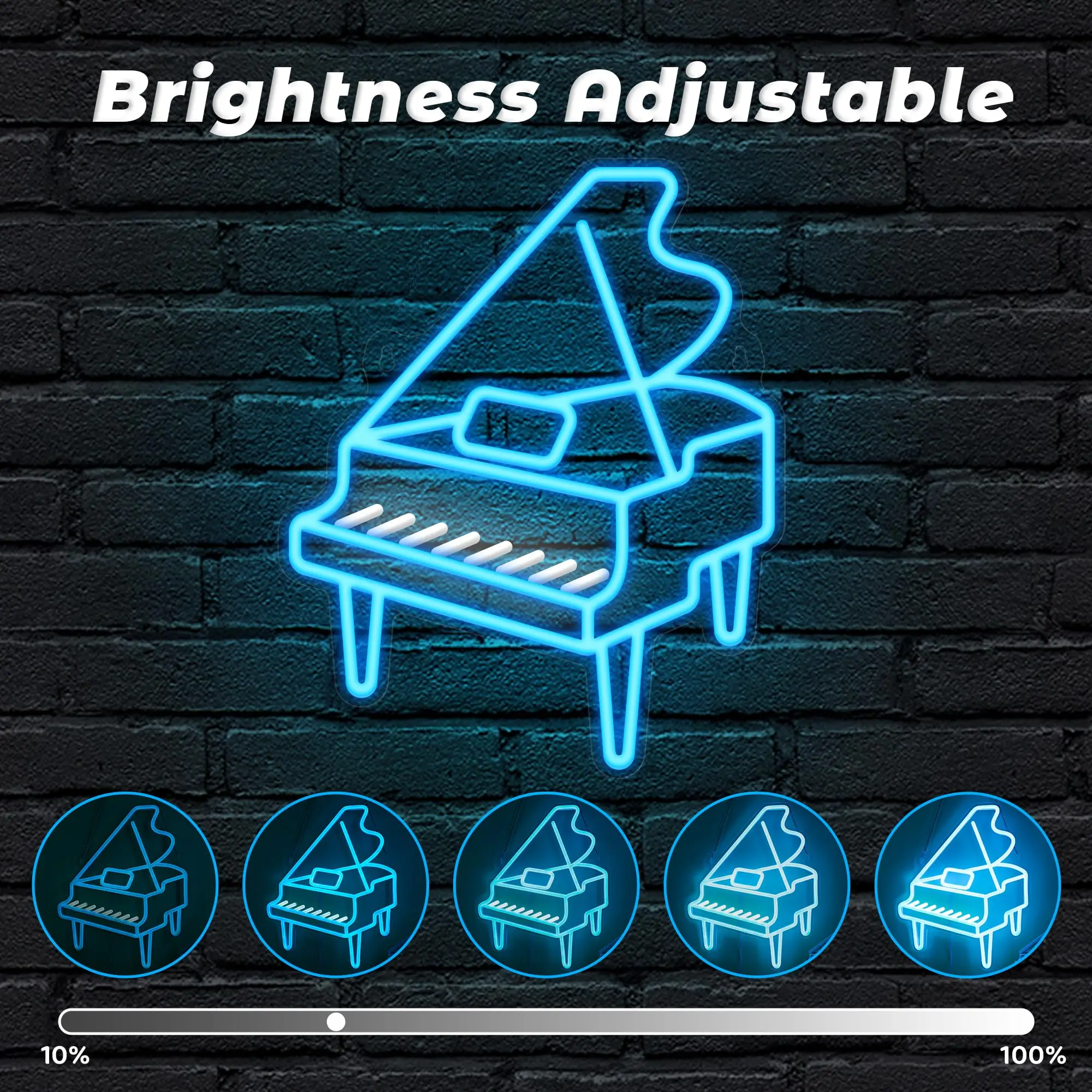Piano Neon Dimmable LED Piano Room Decor Bedroom Living Room Club Music Studio, Gifts for Piano Enthusiasts Music Lovers