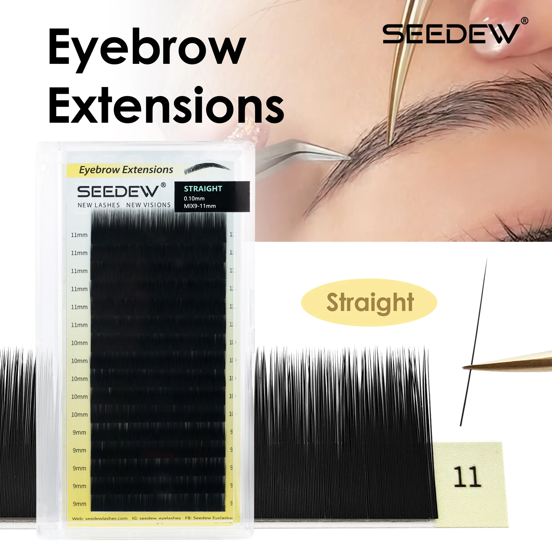 

[SEEDEW] 0.07/0.10 Baby Straight Curl Eyebrow Extensions High Quality False Eyebrow Natural Soft
