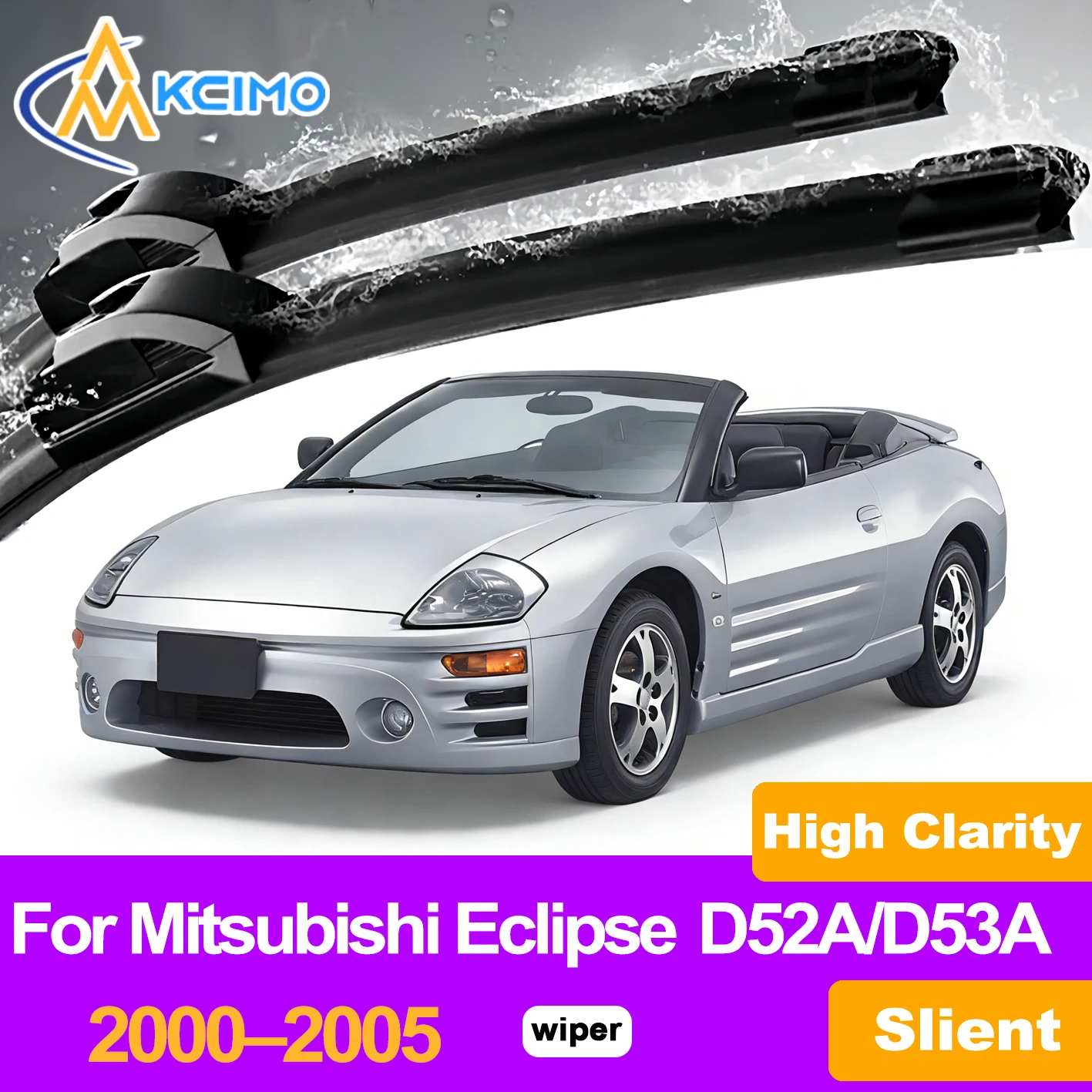 

KCIMO 2PCS Front Windshield Wiper Blades For Mitsubishi Eclipse D52A/D53A 2000–2005, Silent Operation Clear Vision Guarantee