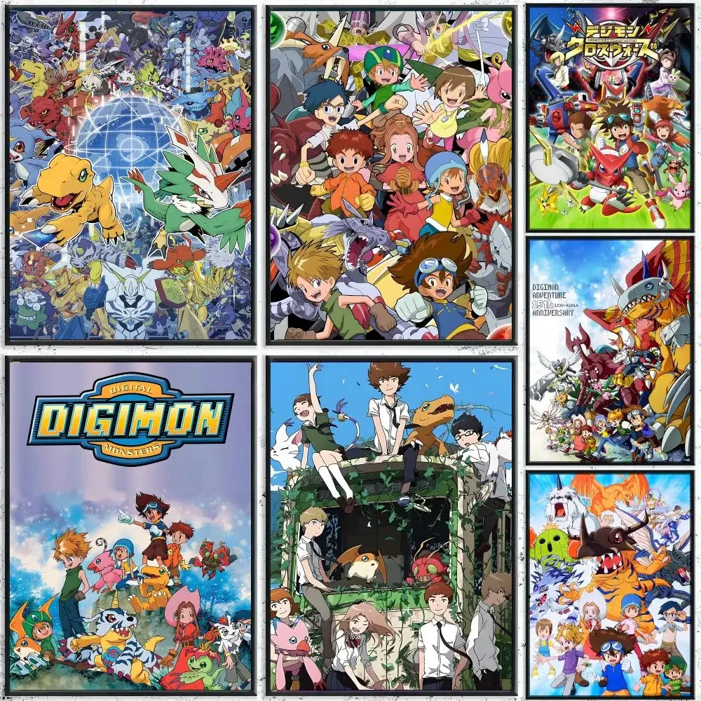 Anime D-Digimon Poster High-Quality Waterproof Wall Decal for Study, Living Room & Garage, Great Gift for Fans