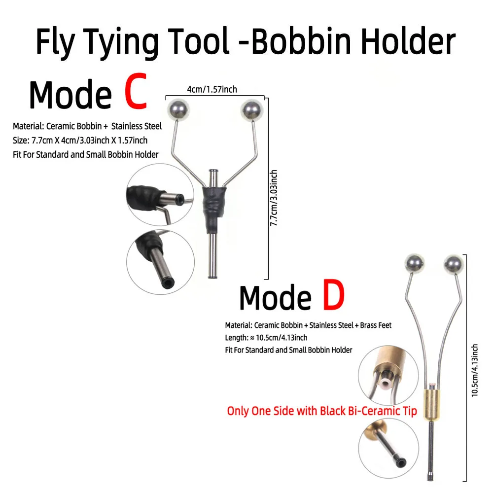 1pc Bi-ceramic Tip Fly Tying Bobbin Thread Holder for Standard & Small Bobbin Dry Wet Nymph Streamer Fishing Lure Fly Tying Tool