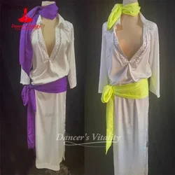 Belly Dance Robes Customize AB Stones Robe+Headscarf+Hip Scarf 3pcs Shaabi Balady Saidy Performance Costume Dancer's Vitality